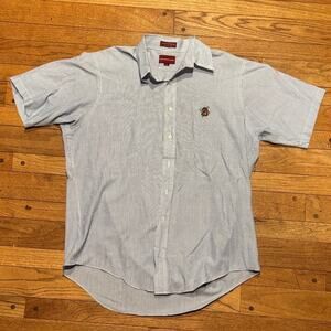 Classic Blue Striped Button Down Shirt with Embroidery by Chaps and Ralph Lauren